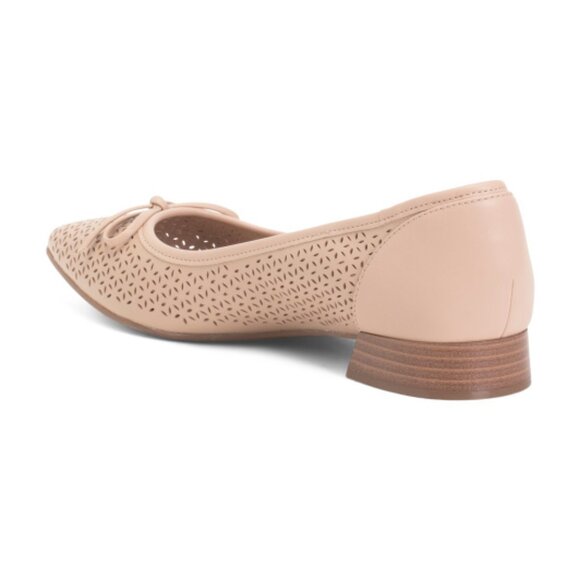 CLARKS Beige Leather Natalyn Step Comfort Flats - Picture 2 of 3